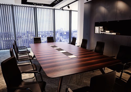 Colchester Boardroom furniture Conference table and black chairs Futurefile Ltd